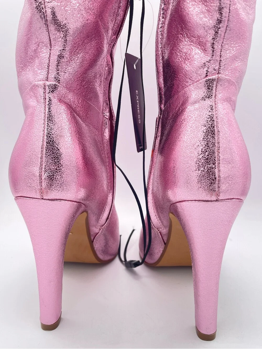 BRIAN ATWOOD x EXPRESS Metallic Pink Over the Knee Boots Size 7 NWT